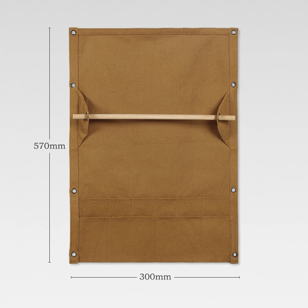Camping Tableware Storage Bag Multi Pocket Canvas Portable Towel Storage Rack Outdoor Hiking Cutlery Hanging Holder