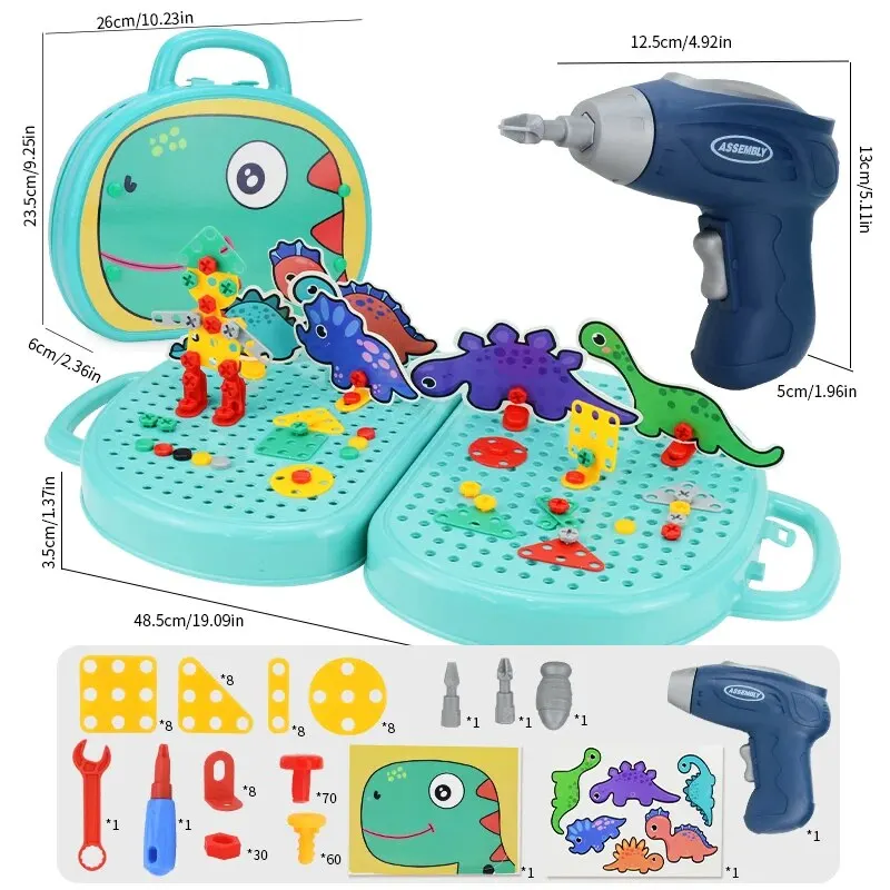 STEM Toys 203 Pcs Drill Set Building Blocks, DIY Educational Construction Engineering Toys, Electric Drill Set Gift for Kids