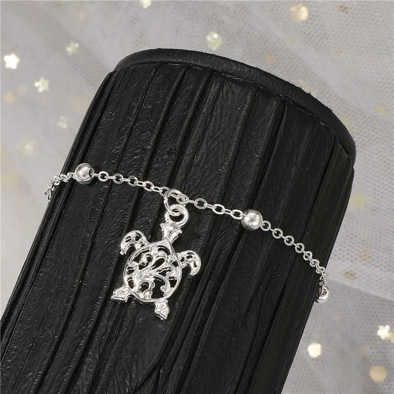 Bohemia Tortoise Anklets for Women Men Metal Silver Color Animal Chain Summer Ankle Bracelet Beach Vintage Foot Summer Jewelry
