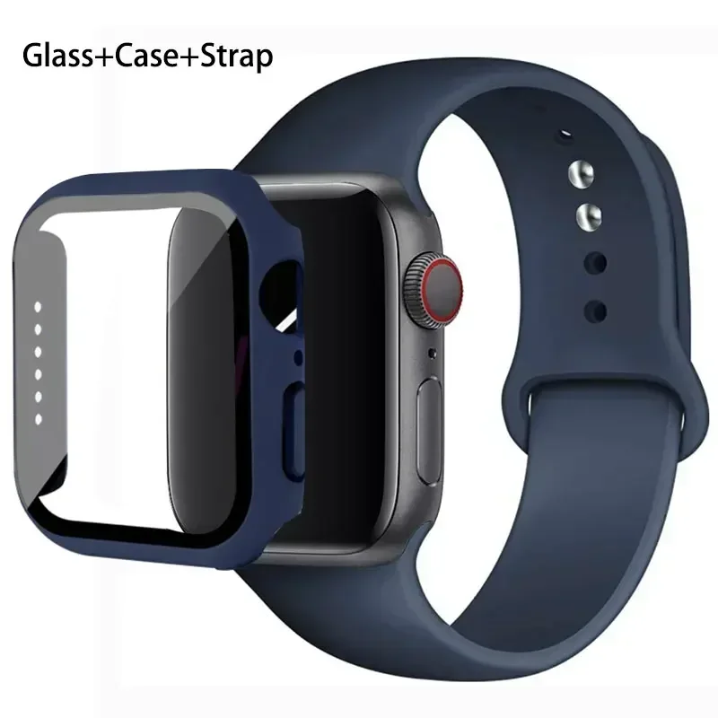 Premium Silicone Watchband Set with Glass Protector & Strap