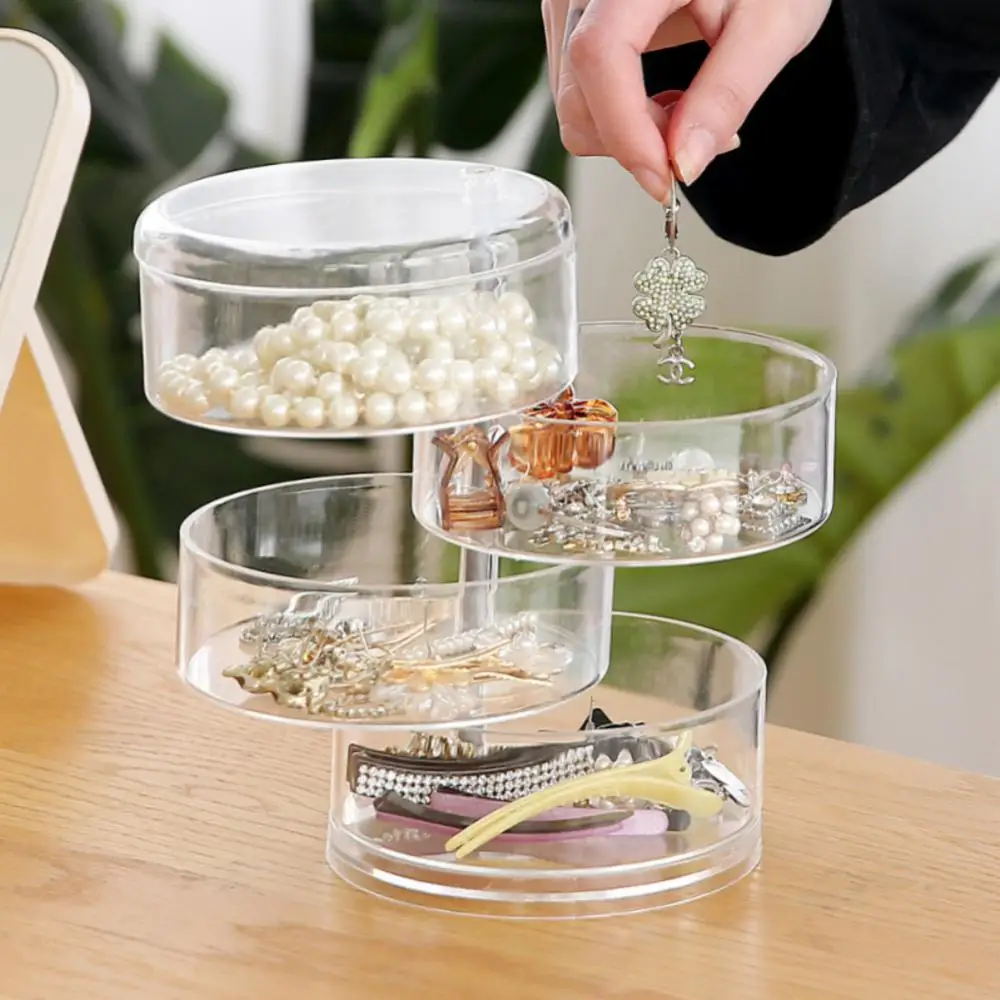 

Large Rotating Jewelry Storage Box Jewelry Earrings Ring Plastic Box Jewelry Stand Organizer Boxes Display Rack With Cover Home