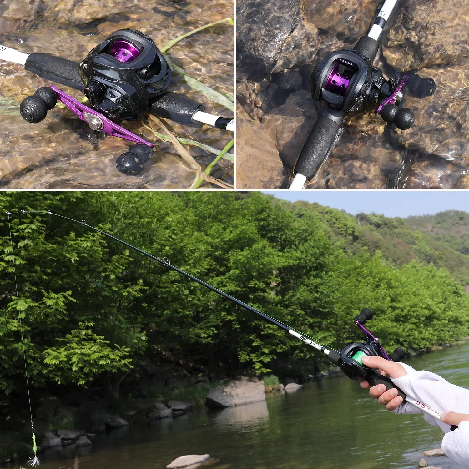 4 Sections 1.98M Bass Fishing Rod and Baitcasting Fishing Reel Ultralight Casting Rod Combo Travel Set Pesca Sougayilang fishing pole set fishing rod fishing rod and reel combo