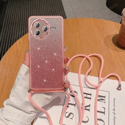 Luxury Crossbody Lanyard Candy Color Glitter Clear Silicone Phone Case - Poco X5 (GS Pink)