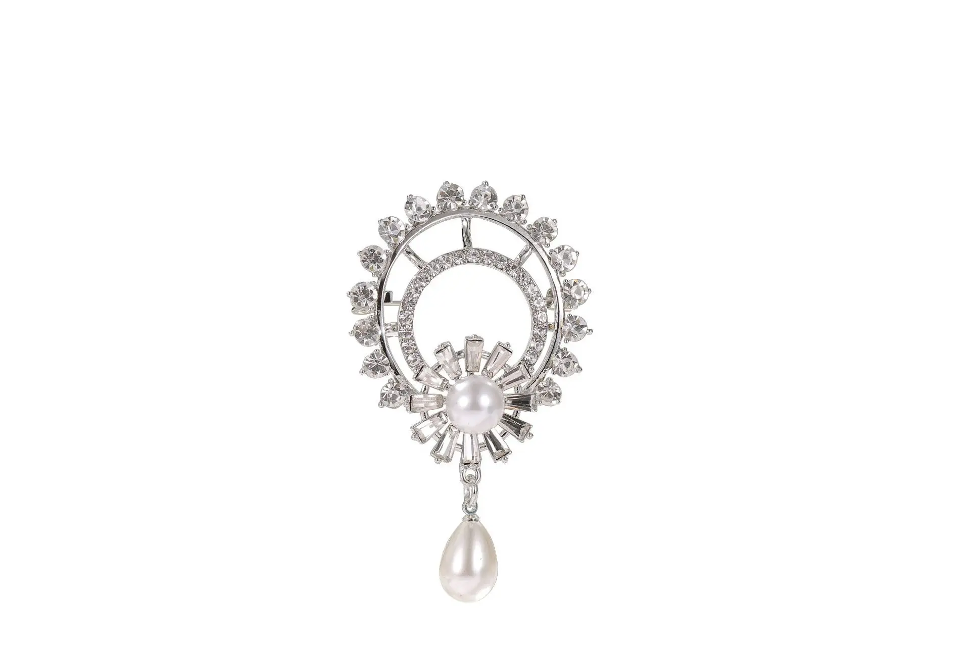 SimpleWomen's Trendy Flower Brooch Korean Style Rhinestone Inlaid