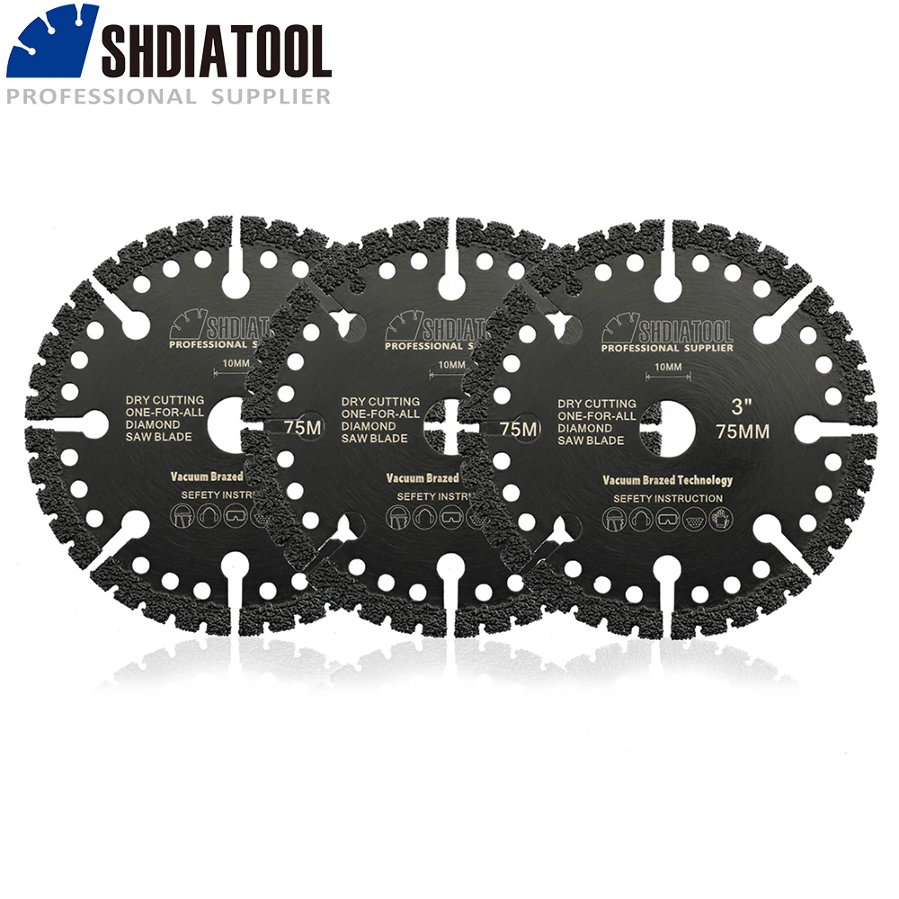 SHDIATOOL 3pcs 다이아몬드 톱 블레이드 세트 3 인치 커팅 디스크 강철 PVC 콘크리트 타일 금속 다목적 미니 ...