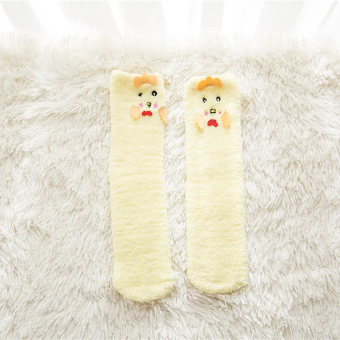 Qisin Weihnachten socken Winter warm korallen fleece socken weibliche elch cartoon hause verdickt boden socken farbe weiche kawaii süße socken – Detail 14