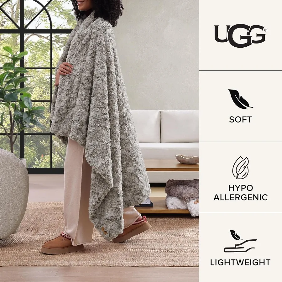 Luxury lightweight cozy soft doublesided faux fur throw blanket perfect for couch bed or chair hypoallergenic machine washable