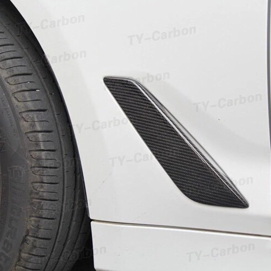 실제 건조 탄소 섬유 사이드 펜더 트림 벤트, BMW 5 시리즈 G30 G31 펜더 사이드 에어 벤트, 배출구 커버 트림, 520i 530i 540i M550i 용