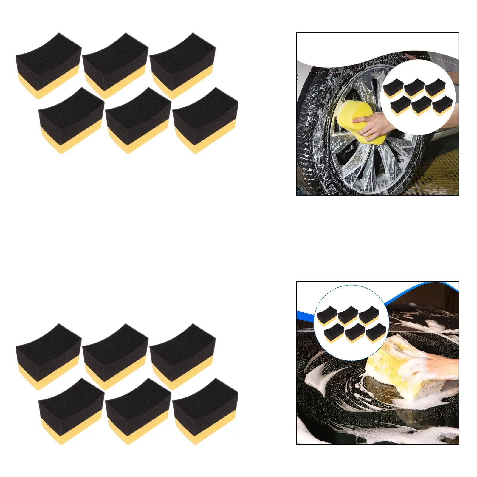6x 타이어 드레싱 광택 스펀지 타이어 드레싱 어플리케이터 패드 액세서리 PE 광택 스펀지 (왁싱 가구용)