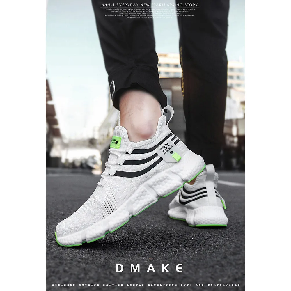 Viegli skrienami, mīksti triecienu absorbējoši, austi sieta sporta apavi ar elpojošu popkorna zoli, vīriešu apavi_voghion.com