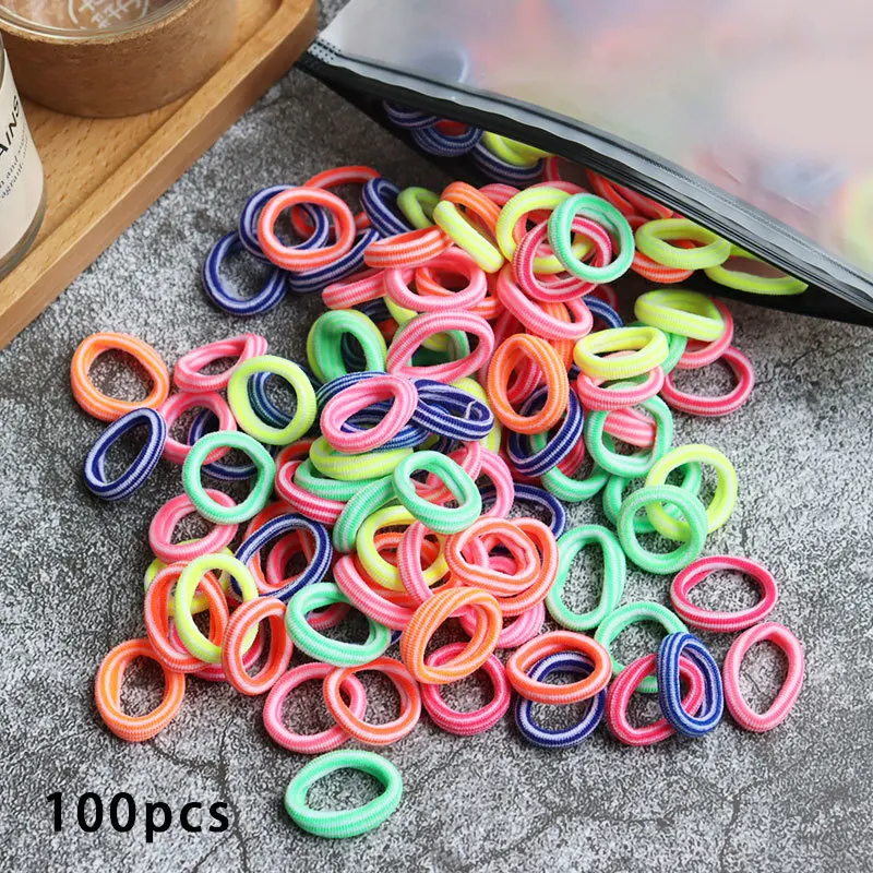 100pcs Baby Girl Small Hair Bands Kid Children Headbands Colorful Elastic Hair Tie Nylon Scrunchie Hair Rope Hair Accessories custom baby accessories Baby Accessories