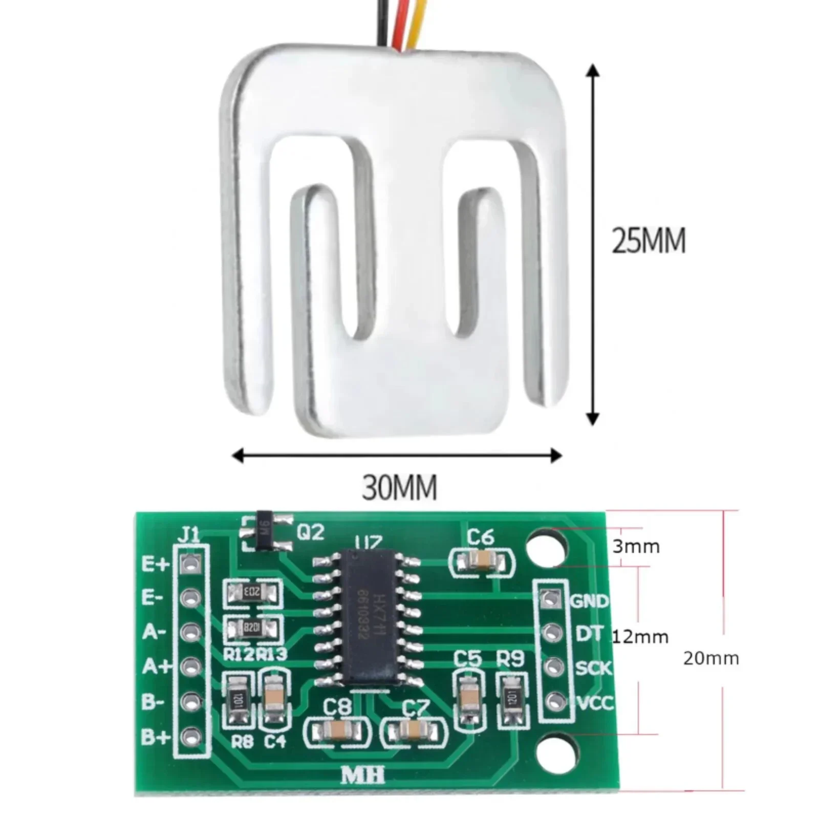 HX711 Modulo Convertitore AD + 4 Sensori Peso 50kg A Mezzo Ponte – Set Per Bilancia Elettronica E Progetti Arduino
