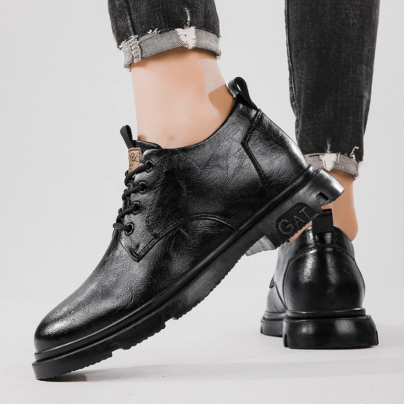 CALTO Scarpe da uomo invisibili per ascensore in altezza - Sneakers stringate di alta moda - 3,6 pollici più alte, nero/grigio, 39.5 EU