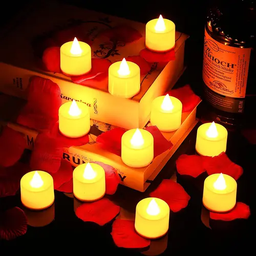 다채로운 LED 양초 배터리 작동 불꽃 없는 티라이트 가짜 양초 램프, 결혼식 생일 파티 홈 장식 조명, 2 개, 12 개 5