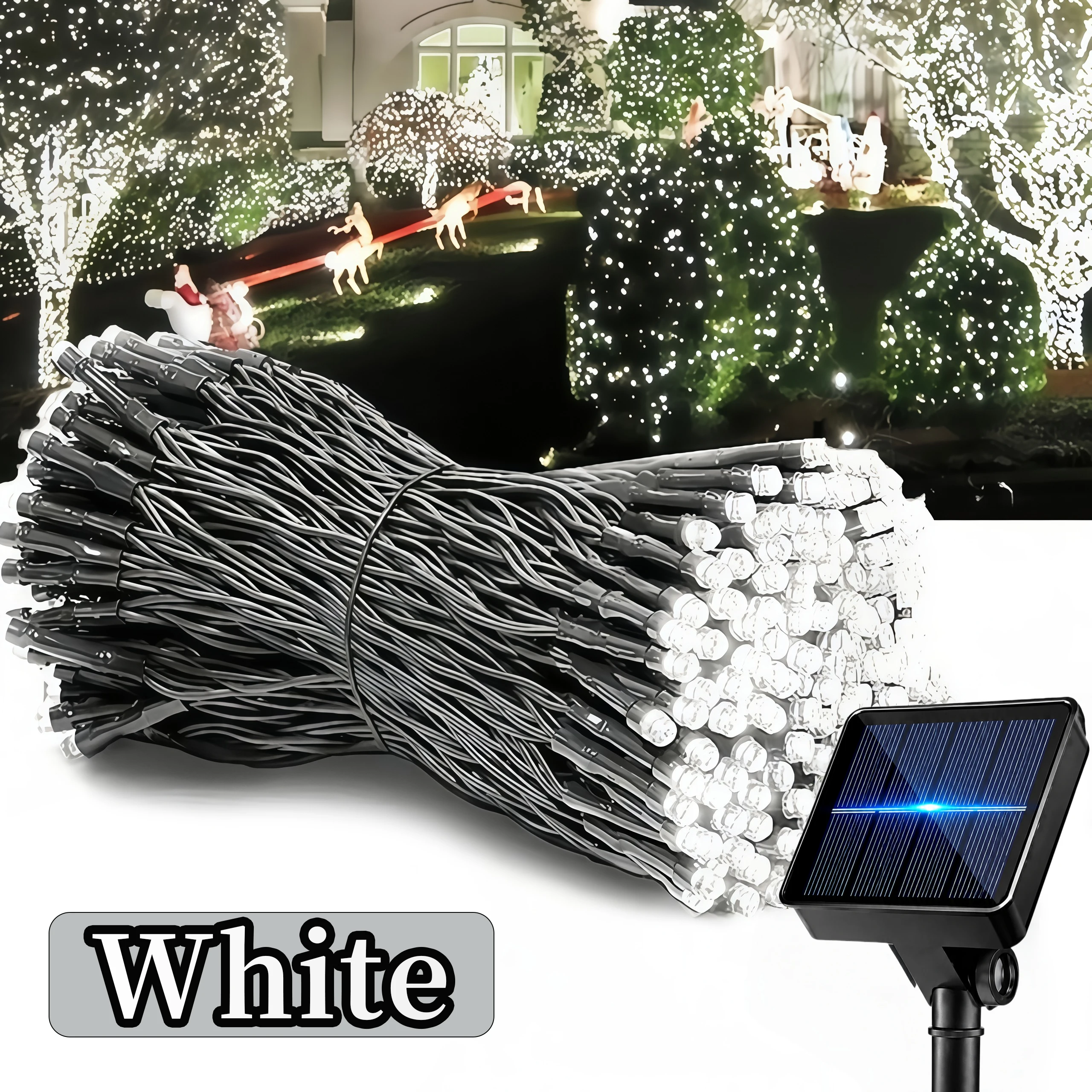 Solar Powered LED String Lights - 8 Modes, Waterproof Outdoor Decorative Lighting for Garden, Patio, and Events