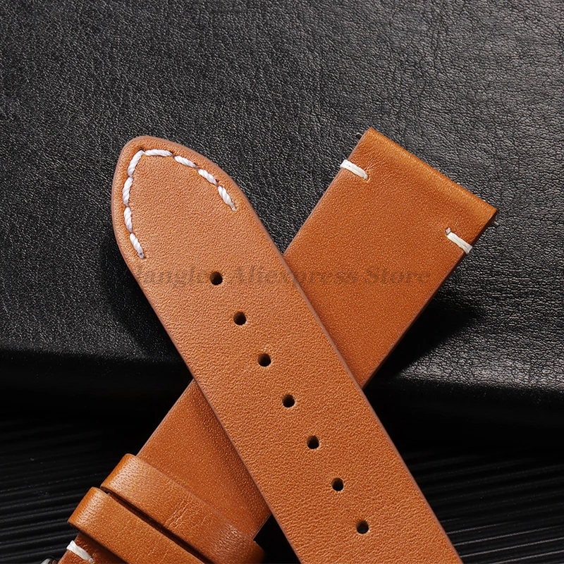 Vintage Dark Brown Handmade Genuine Leather Watch Strap with Quick Release