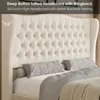 Queen Size 54.3” Tall Platform Bed Frame with Deep Button Tufted Wingback Headboard and Footboard,  ZL 3
