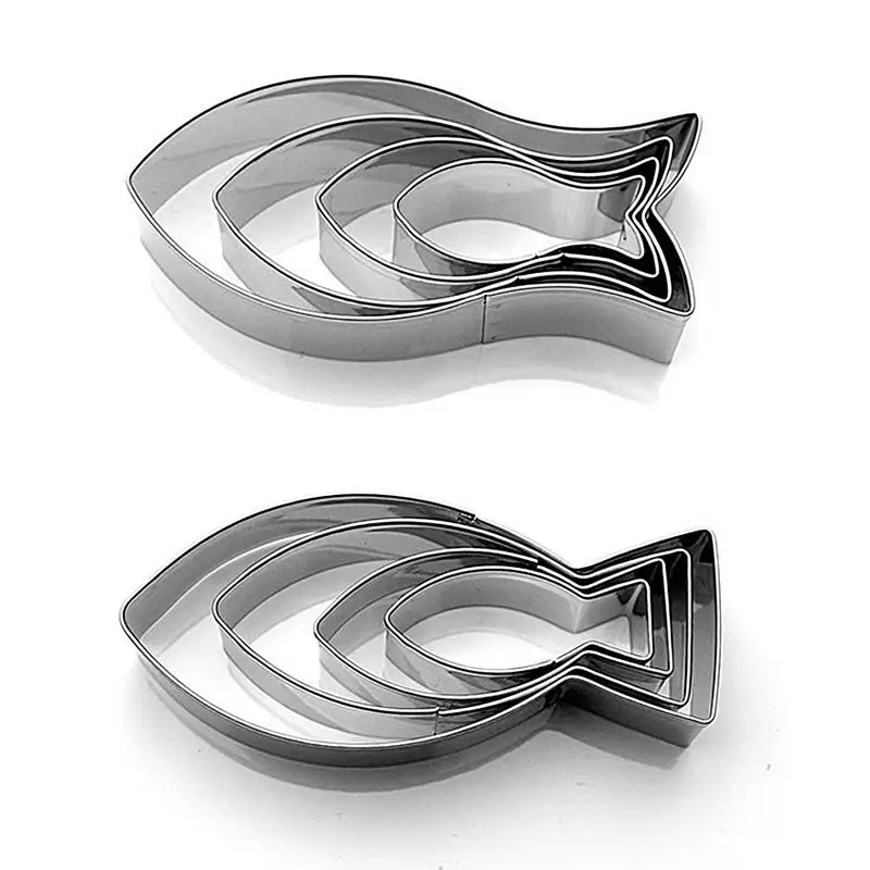 Fish Cookie Cutter For Kids Biscuit Fondant Bread Sandwich Mold Stainless Steel Fish-shaped Biscuit Molds Special Molds 4 PCS