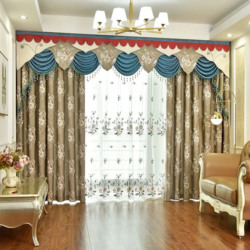

High-precision relief fabrics, high-end European luxury high-precision curtains, living room bedroom curtain fabric