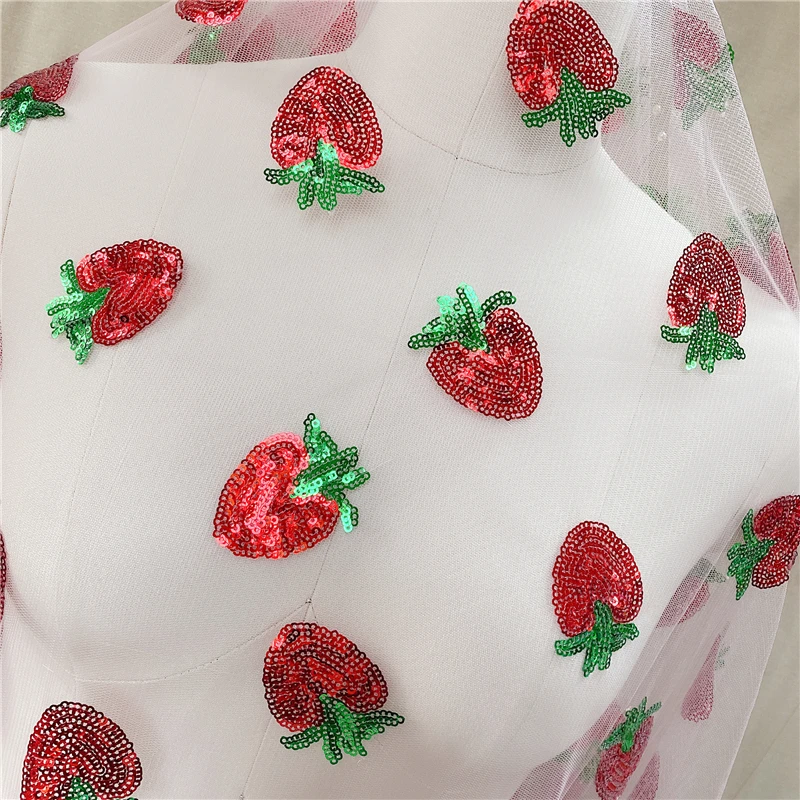 Embroidery Strawberry Lace | Sequin Dress Strawberries | Tulle Dress  Strawberries - 1 - Aliexpress