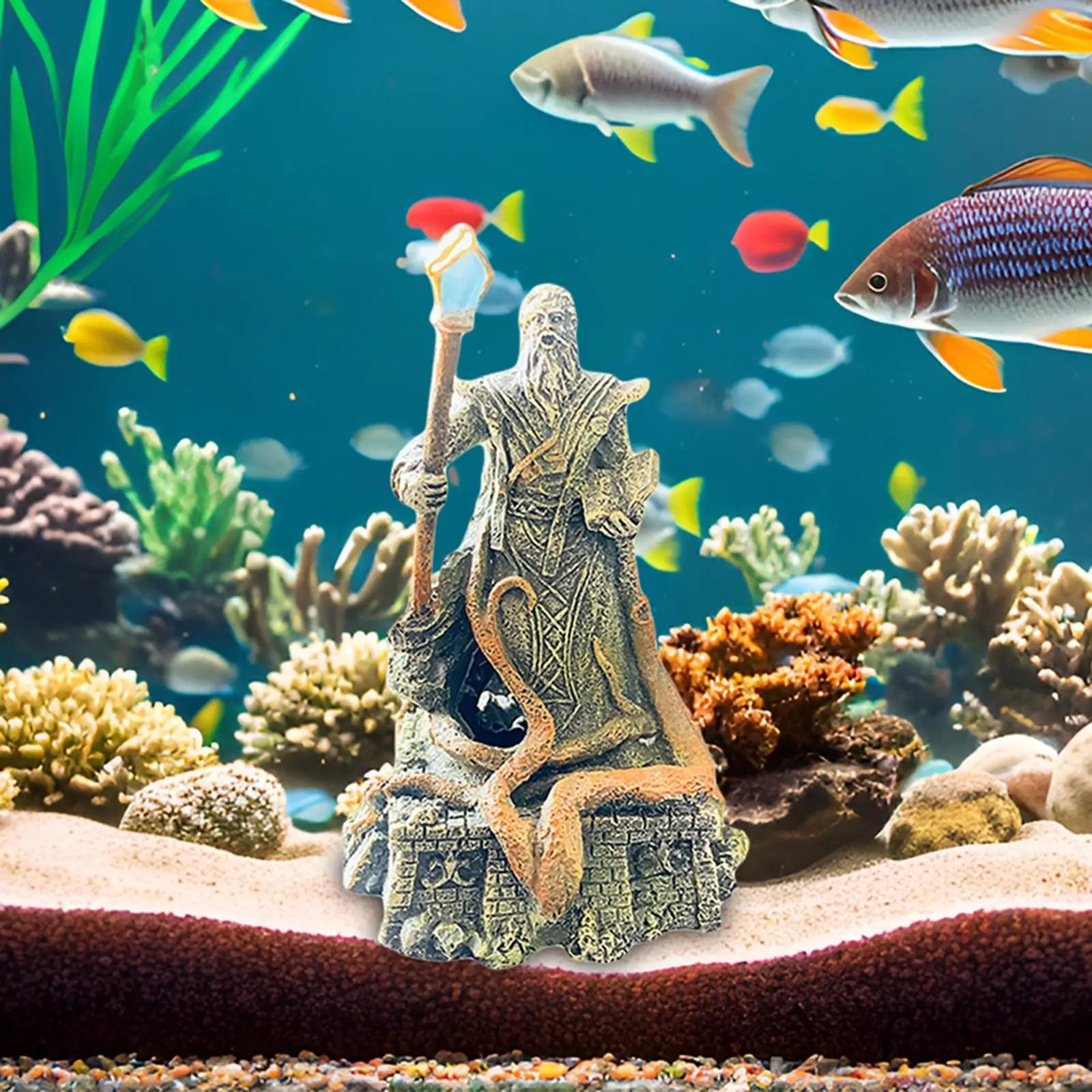 

Aquarium Decoration Mage Figurine Resin Mage Statue for Garden Balcony Porch
