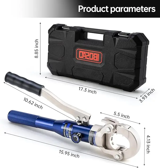 Copper Tube Fittings Hydraulic Pipe Crimping Tool with 1/2",3/4" and 1" Jaw Copper Pipe Press Crimper Pressing Pliers, 4