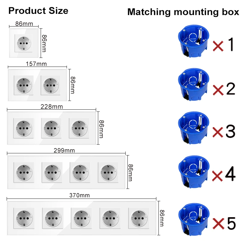 Description Picture 5 of itemJhjch wall-mounted diy module European standard white tempered crystal glass panel socket led light switch button function combi