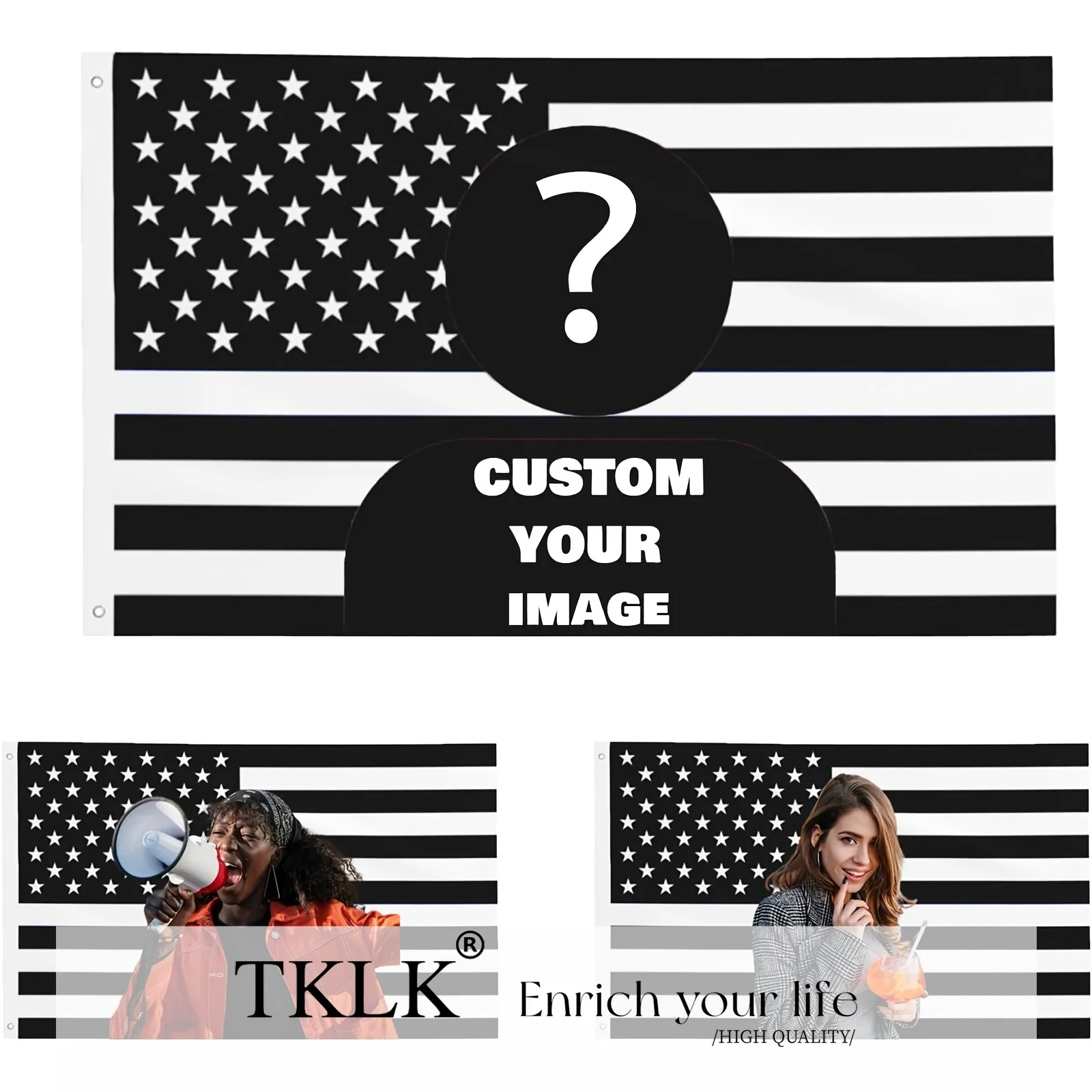 1pc Custom Classic Pink/Black American Flag, 90x150cm - Personalized Text & Logo Outdoor Yard Wall Decor, Patriotic Garden Decor 5