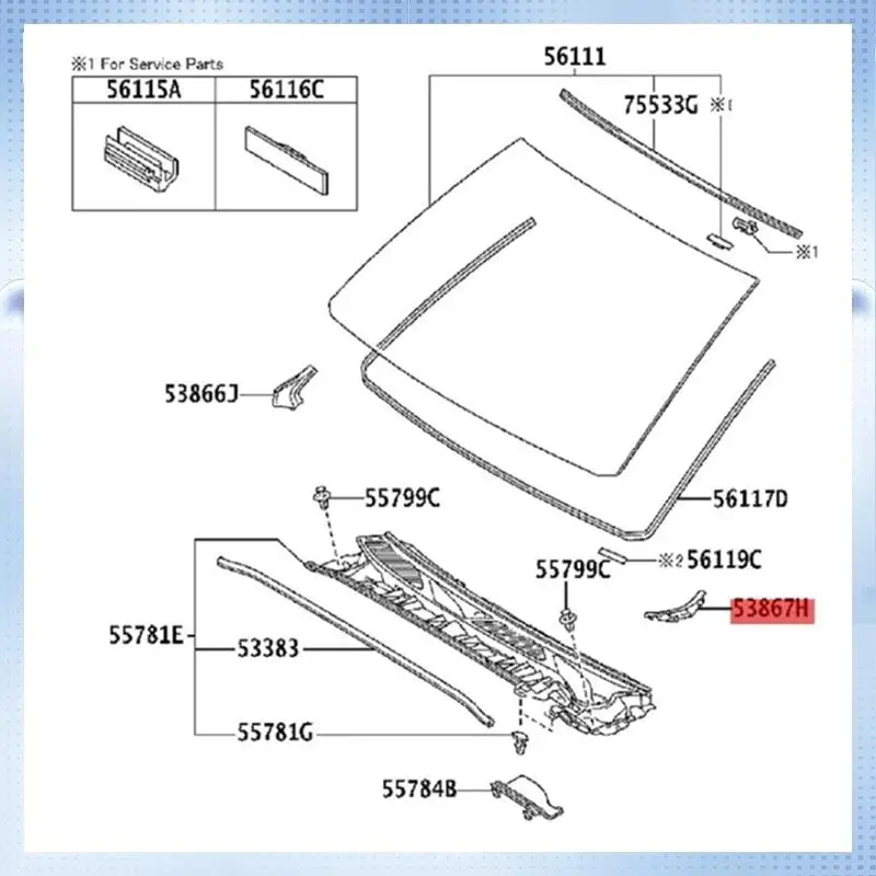 1 쌍 ABS 앞 유리 와이퍼 카울 커버 씰 (LH + RH) 53867-35020 53866-35030 Toyota 4Runner 2010-2020 용