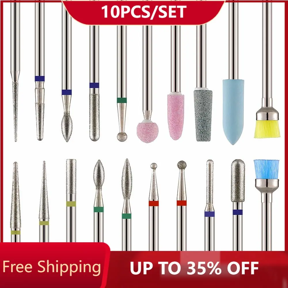 10PcsNailDrillBitsSetsEfileCuticlePolishingToolsforFiling