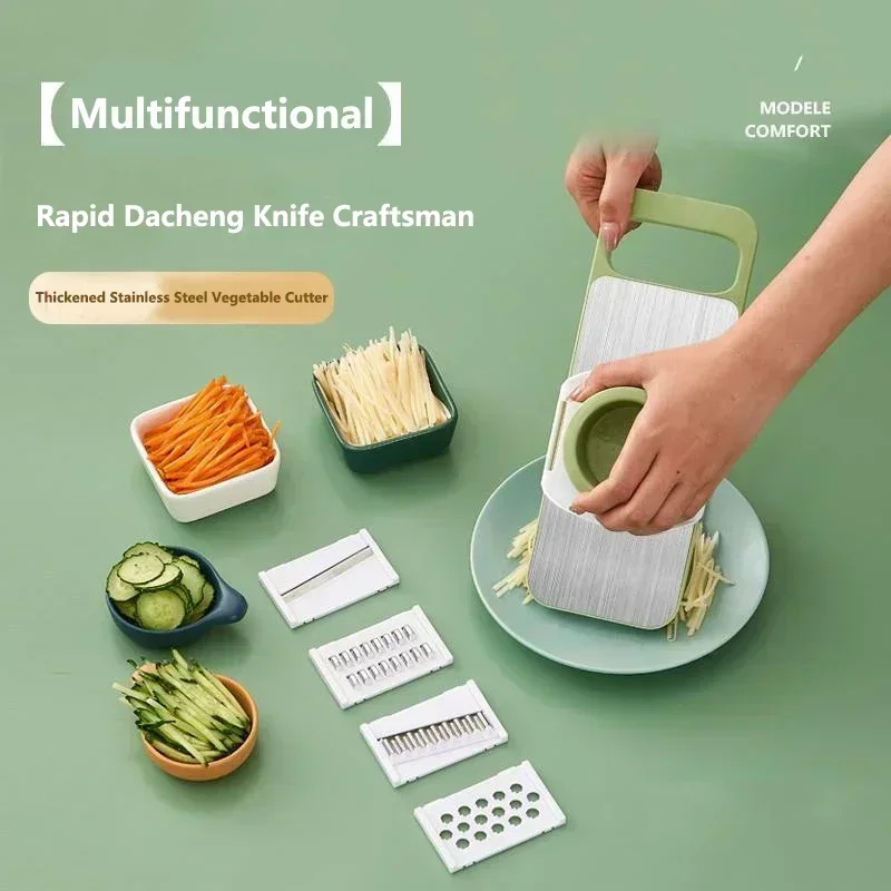 Vegetable Slicer Vegetable Cutter Garlic Chopper Food Slicer Potato Slicer Potato Cutter Food Shredder Kitchen Manual Stainless Steel Vegetable Slicer Shredder Cutter Potato Shredders Garlic Carrot Grater Chopper
