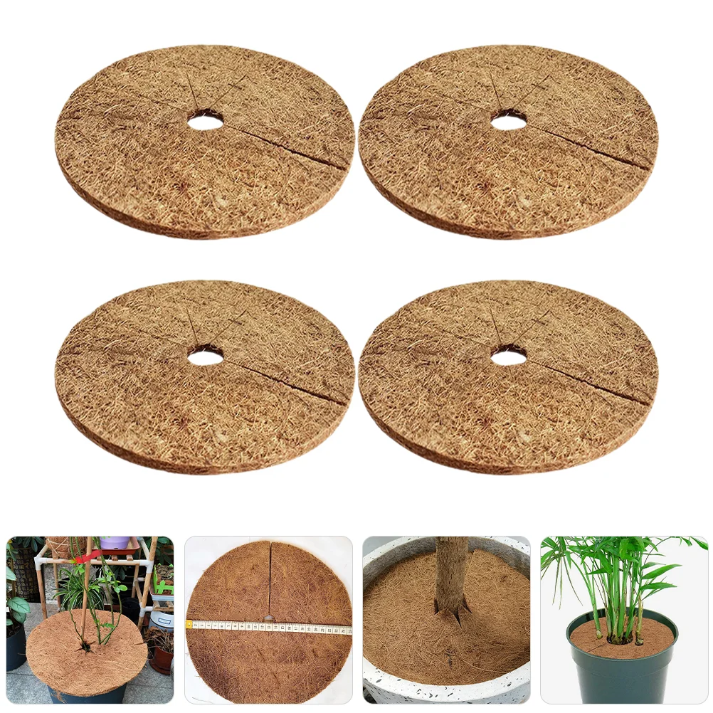 

4Pcs Coir Crafts Plant Protection Mat Flower Mulch Mats Flower Pot Supplies