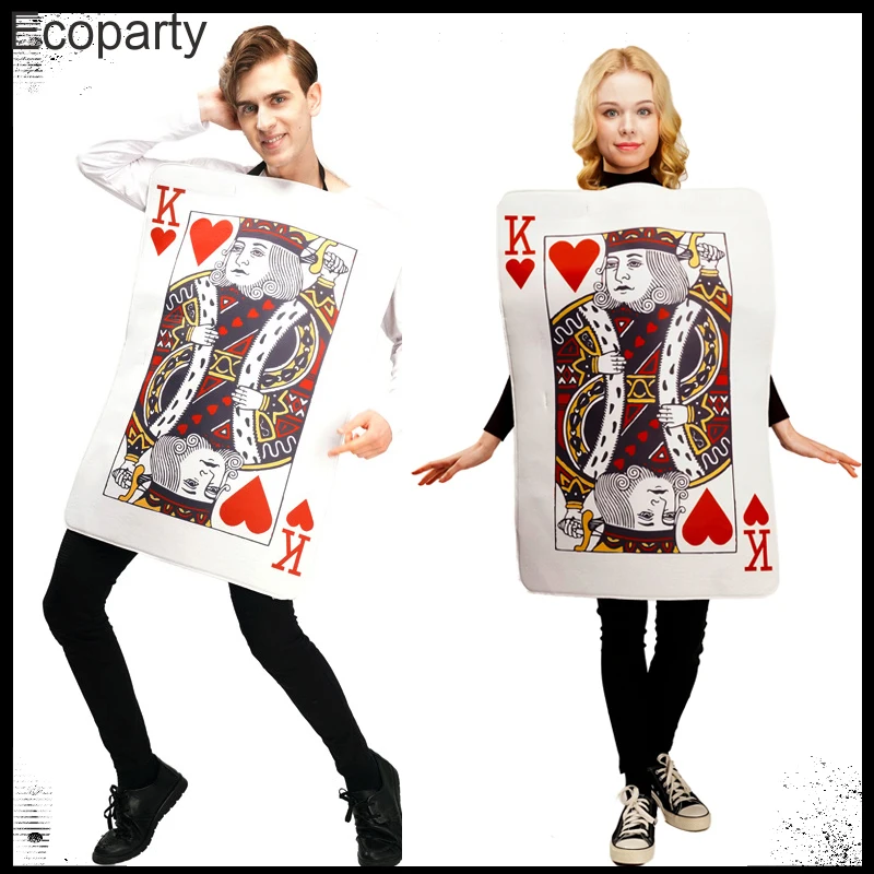 

Halloween Adult Couples Poker Card Costumes Funny King Queen Cards Jumpsuit Purim Carnival Party Outfits For Men Women