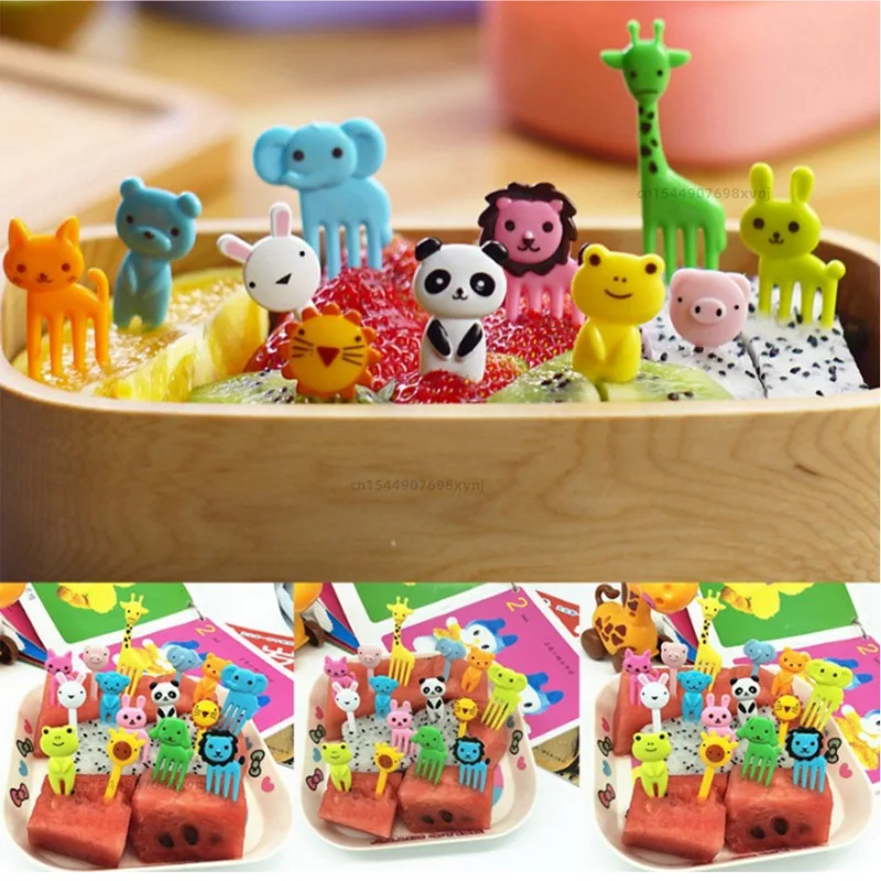 Description Picture 3 of itemAnimal Farm Fruit Fork Mini Cartoon Children Snack Cake Dessert Food Fruit Pick Toothpick Bento Lunches Party Decor Random Color