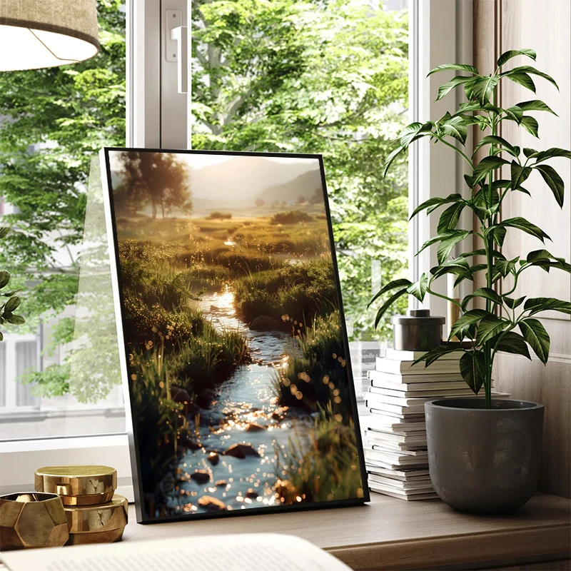 Natural Scenery Landscape Canvas Art: Sea, Mountains, and Rivers Poster