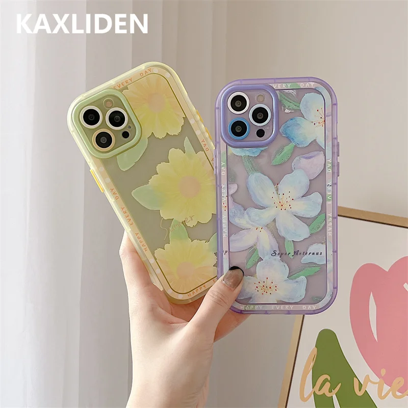 Модный милый чехол для телефона с цветочным рисунком iphone 13 12 11 Pro Max X XR XS 7 8 plus