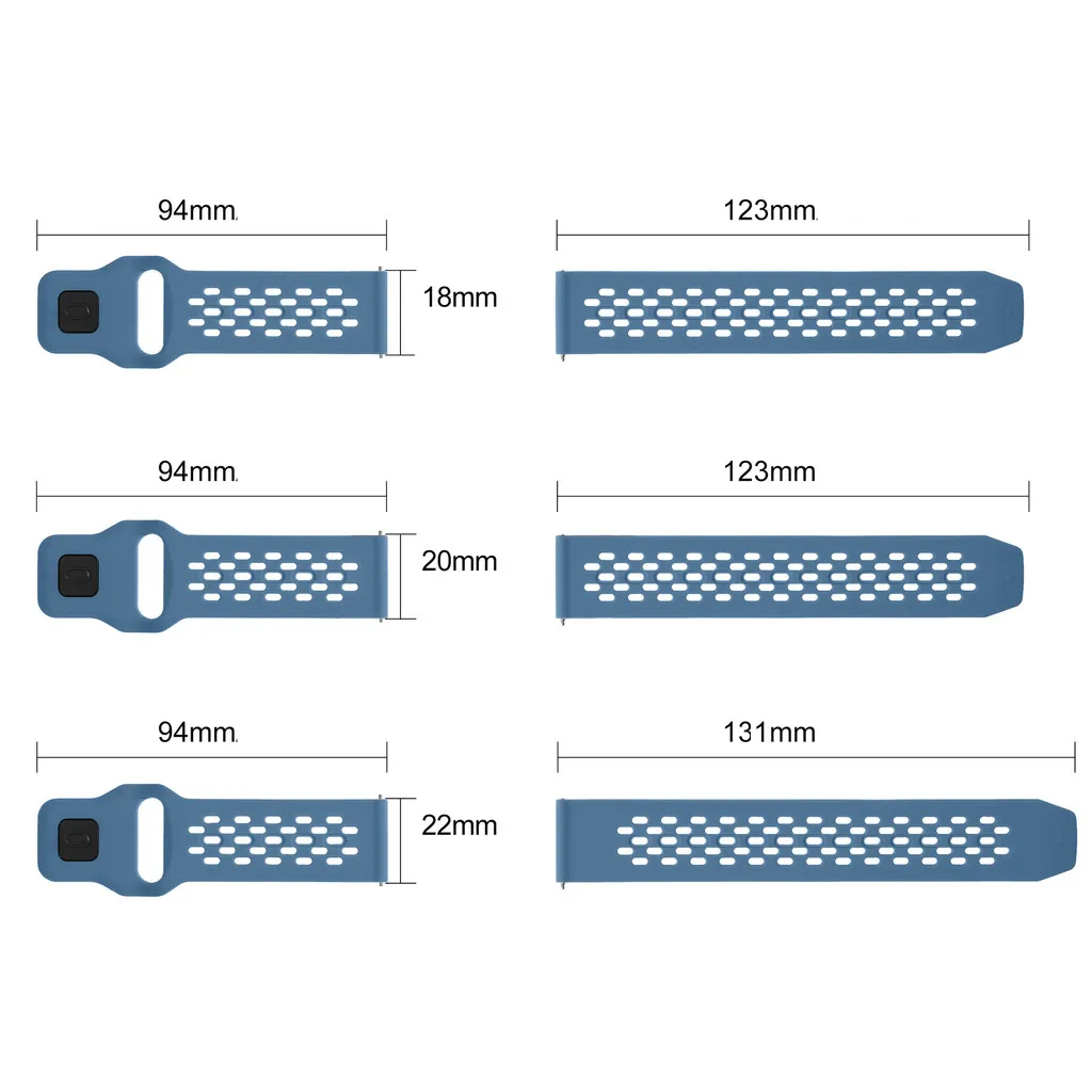 Multicolored Mesh Sports Silicone Watch Strap, 20mm 22mm