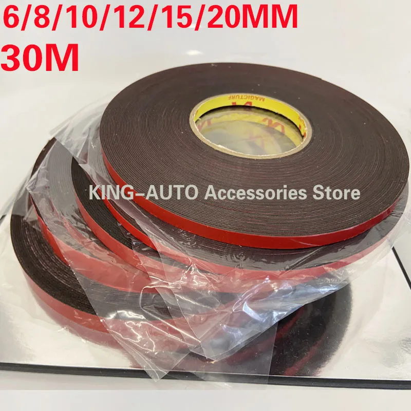 30M High Temperature Resistant PE Black Double-sided Tape Heavy Waterproof Mounting Foam Tape For Car Wall LED Strip Light Home