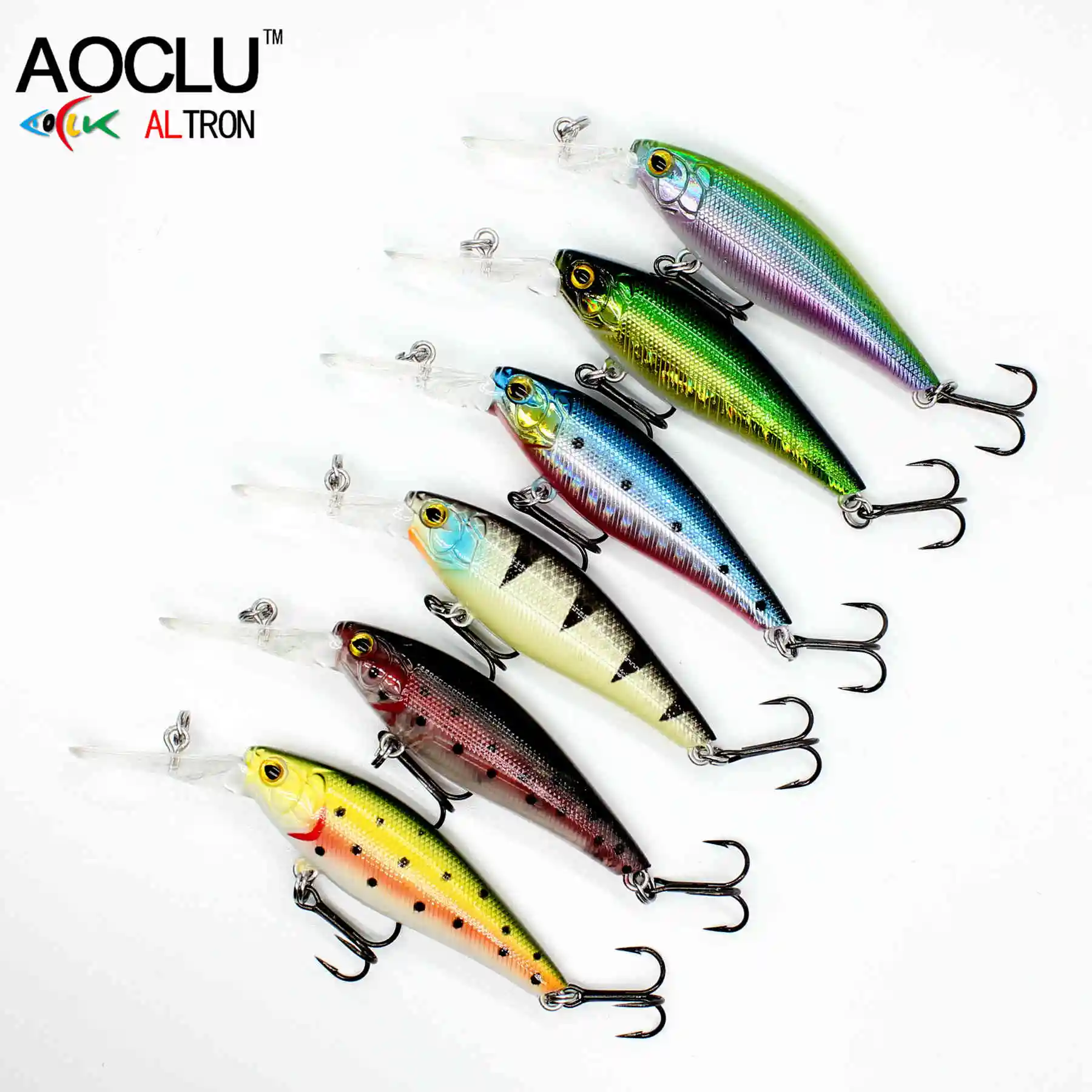 Aoclu schwimmender Wobbler 58mm 5,6g Tauchen 1,5 m harter Köder Minnow Ruck Kurbel Köder Salzwasser Inshore Boot Bass Forelle Angeln VMC Haken – Detail 2