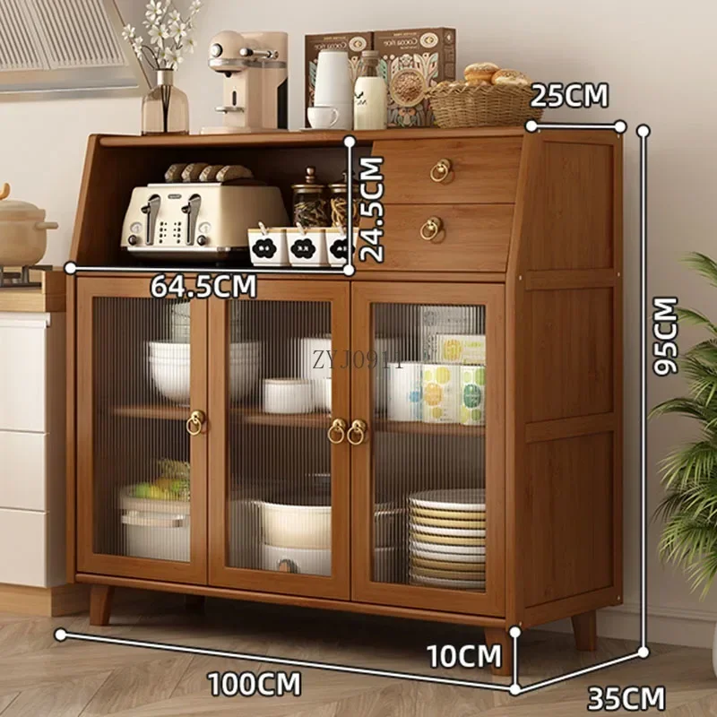 *zKitchen Large Bar Decorated Sideboard Transparent et Brown Locker Room Cabinet Drawers Display Cajonera Bedroom Furniture