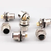 M12 male and female socket  4 5  8  pins weld IP67/68 Install front/rear panel waterproof circular connectors 2