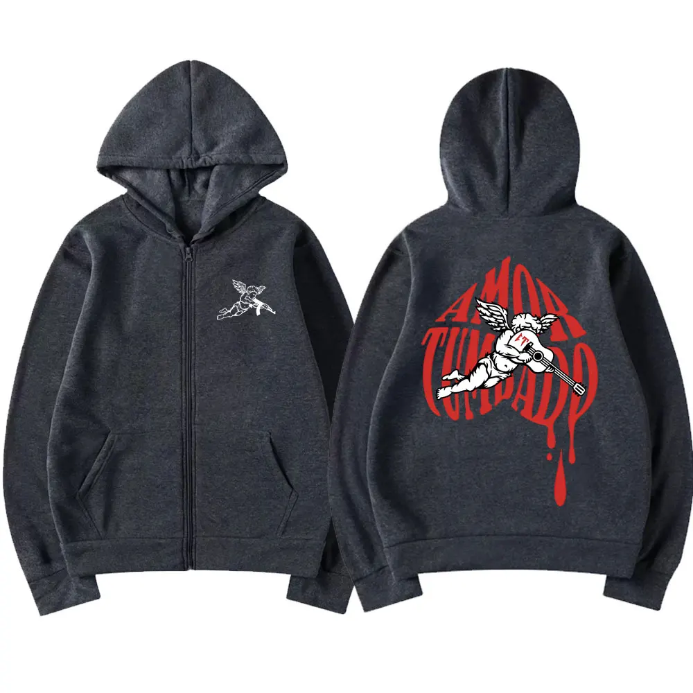 Singer Natanael Cano Amor Tumbado Zipper Hoodie Corridos Tumbados Zip Up Jacket Casual Streetwear Men Women Hip Hop Cool Hoodies