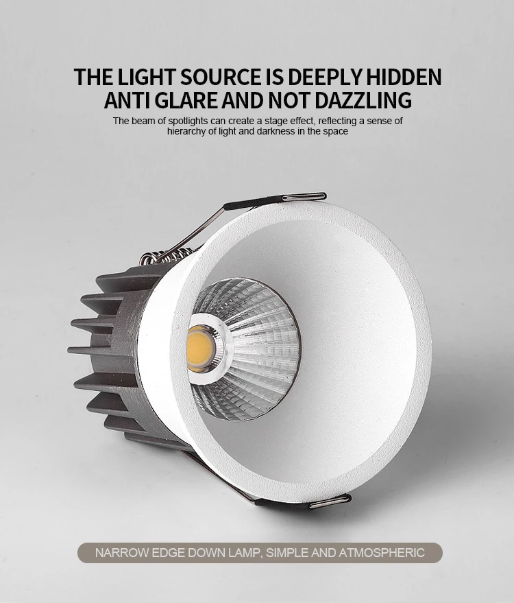 LED COB 스팟 조명 눈부심 방지 AC110-220V 거실 매장 매입형 천장 스포트라이트 건축용 다운라이트