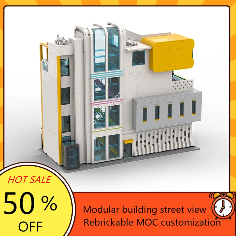 박물관 모듈형 MOC 크리에이티브 스트리트 뷰 모델 빌딩 블록, 건축 DIY 교육 조립 모델 완구 선물