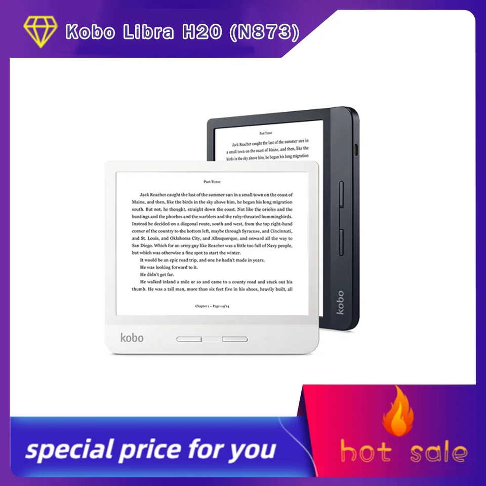 KOBO Libra H2O(N873) E-reader 8GB 300ppi 7” IPX8 Waterproof/E-Ink