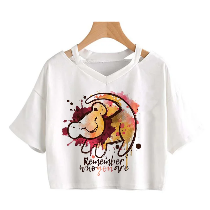 Crop Top Disney The Lion King T Shirt Cropped Harajuku T-Shirt Hakuna Matata Tshirt Donna Top Tees Abbigliamento Femminile