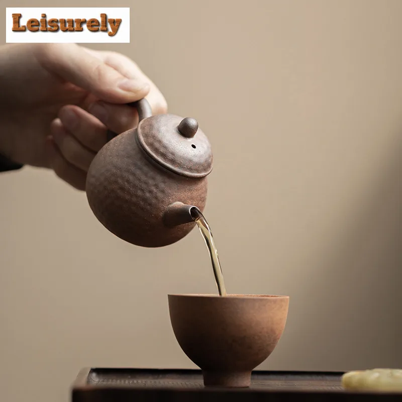 Old Rock Mud Coarse Pottery Teapot Creative Tea Infuser Pot Tea Soaking Kettle With Filter Chinese Tea For Tea Decoration Craft