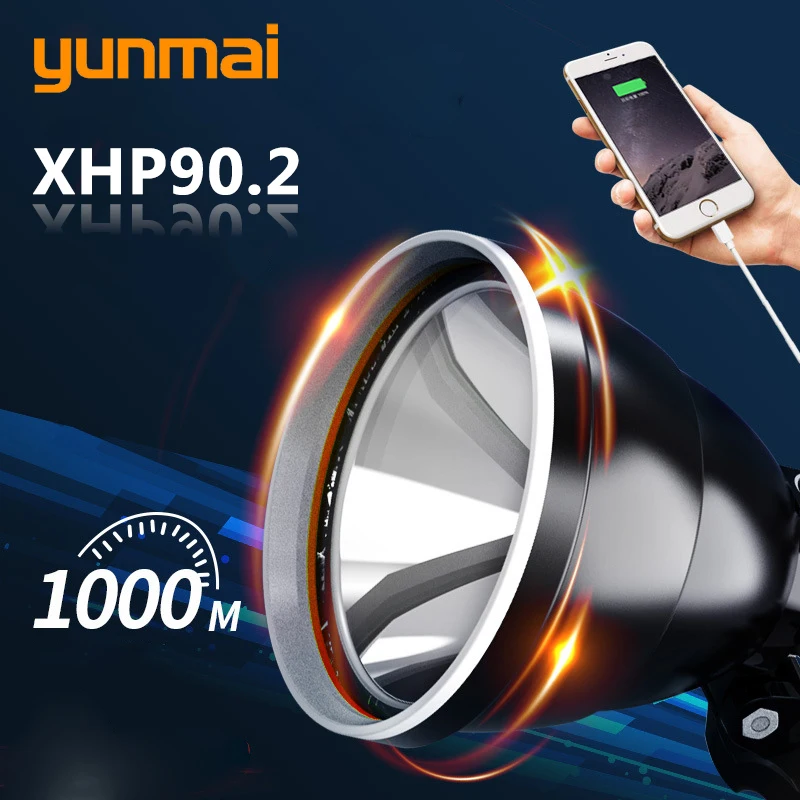 

Xhp90.2 The Most Brightest Led Headlamp Headlight Head Lamp Flashlight Torch 32w Bulbs 3* 18650 Battery Power Bank 7800mah Light
