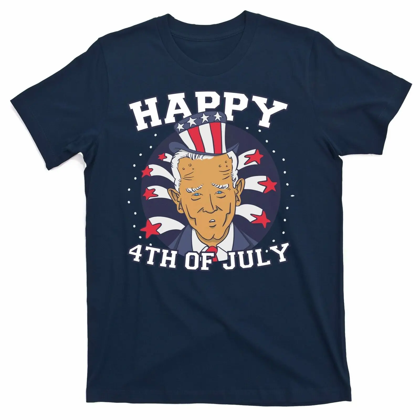 

Happy 4th of July Joe Biden T-Shirt New 100% Cotton Short Sleeve O-Neck T-shirt Casual Mens Top