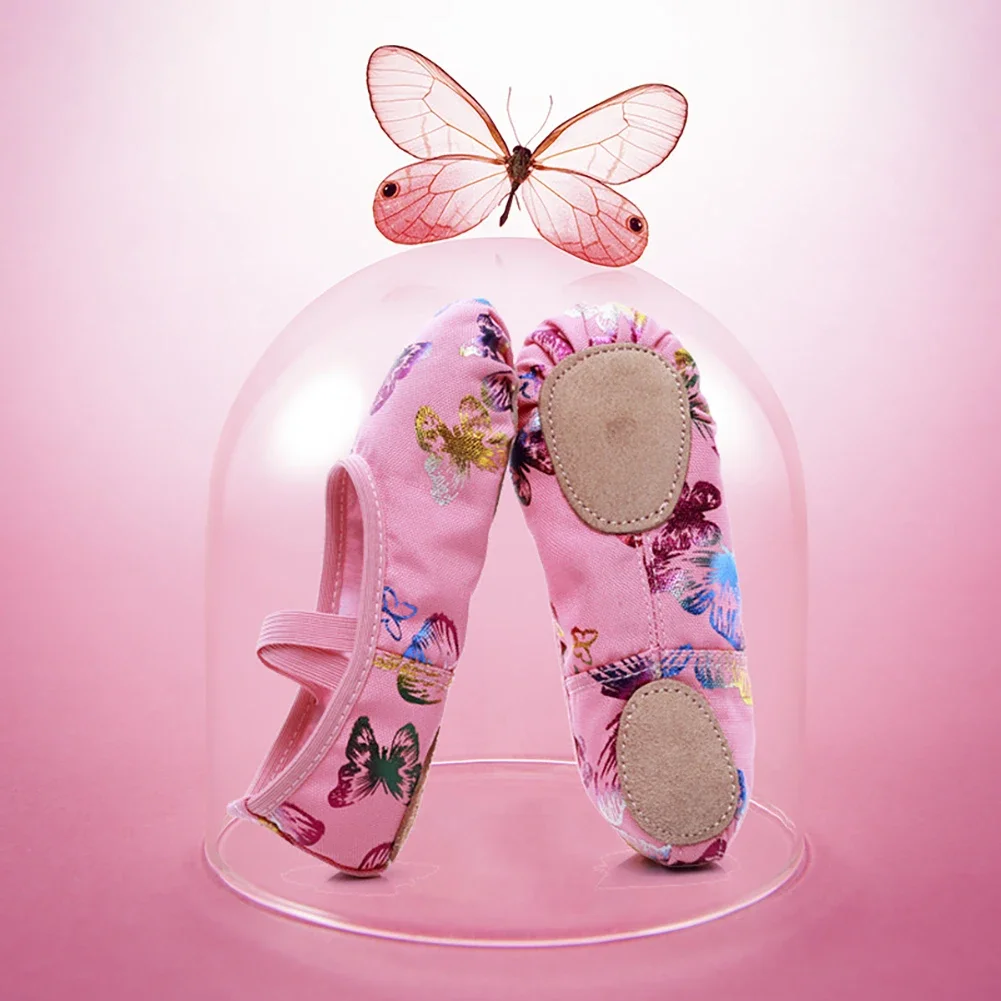 Girls Ballet Shoes Canvas Butterfly Soft Sole Ballet Dance Slippers Children Practise Ballerina Shoes Woman Dance